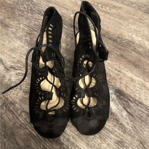 Relativity Black Lace-Up Heels
